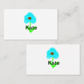 Blauwe groene waterverf voegt jouw naam tekstaange contactkaartje (Voorkant / Achterkant)