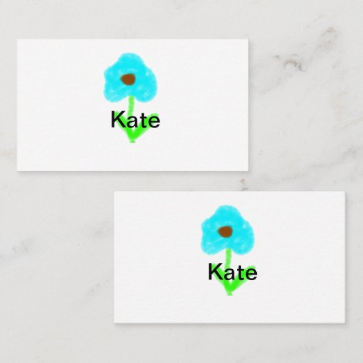 Blauwe groene waterverf voegt jouw naam tekstaange contactkaartje (Voorkant / Achterkant)