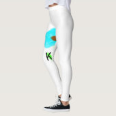 Blauwe groene waterverf voegt jouw naam tekstaange leggings (Links)