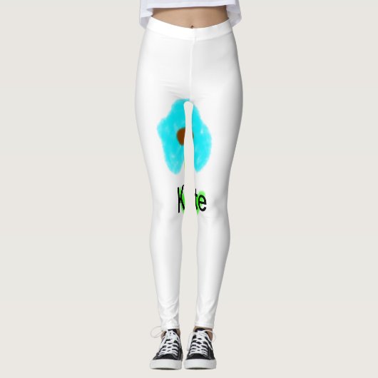 Blauwe groene waterverf voegt jouw naam tekstaange leggings (Voorkant)