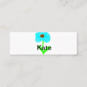 Blauwe groene waterverf voegt jouw naam tekstaange mini visitekaartje (Voorkant)