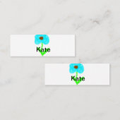 Blauwe groene waterverf voegt jouw naam tekstaange mini visitekaartje (Voorkant / Achterkant)