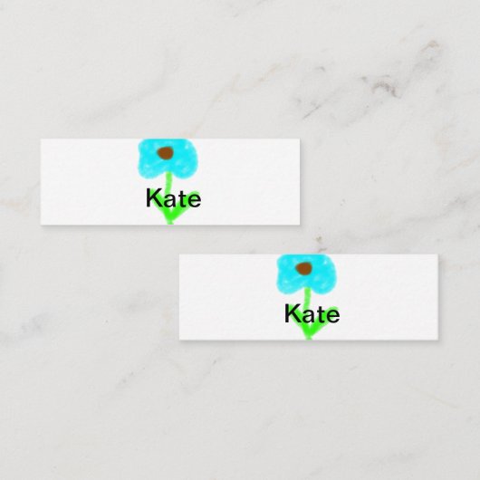 Blauwe groene waterverf voegt jouw naam tekstaange mini visitekaartje (Voorkant / Achterkant)