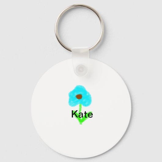 Blauwe groene waterverf voegt jouw naam tekstaange sleutelhanger (Voorkant)