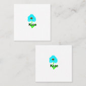 Blauwe groene waterverf voegt jouw naam tekstaange vierkante visitekaartje (Voorkant / Achterkant)