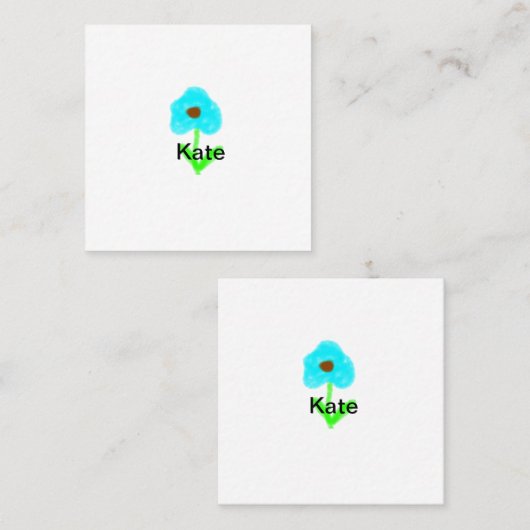 Blauwe groene waterverf voegt jouw naam tekstaange vierkante visitekaartje (Voorkant / Achterkant)
