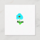 Blauwe groene waterverf voegt jouw naam tekstaange vierkante visitekaartje (Voorkant)