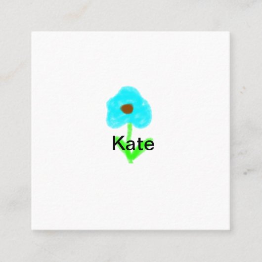 Blauwe groene waterverf voegt jouw naam tekstaange vierkante visitekaartje (Voorkant)
