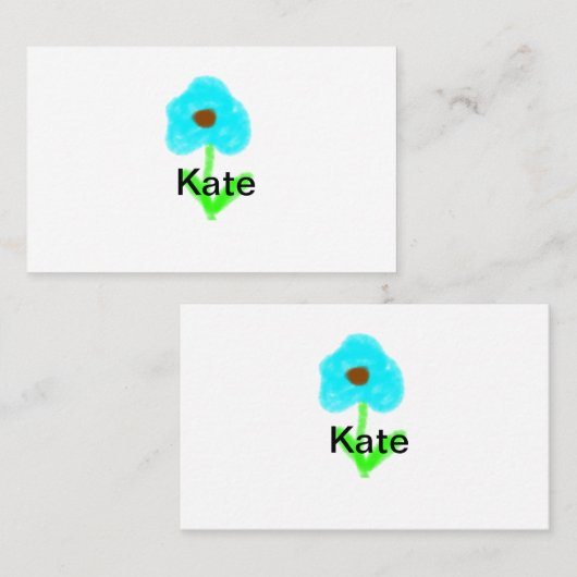 Blauwe groene waterverf voegt jouw naam tekstaange visitekaartje (Voorkant / Achterkant)