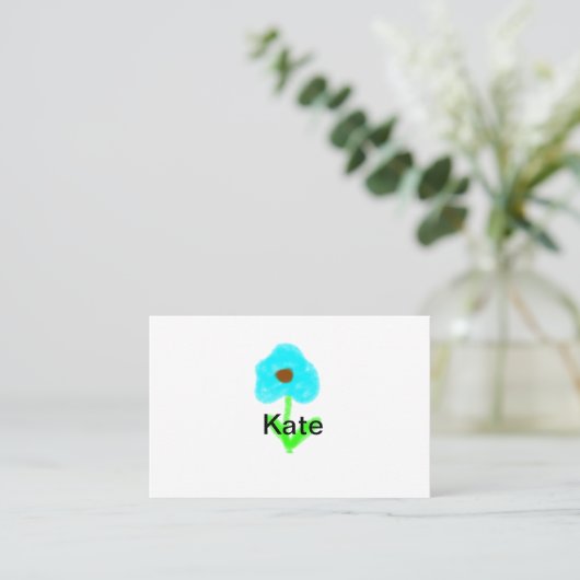 Blauwe groene waterverf voegt jouw naam tekstaange visitekaartje (Staand voorkant)