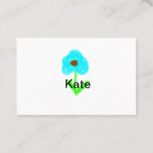 Blauwe groene waterverf voegt jouw naam tekstaange visitekaartje (Achterkant)