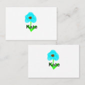 Blauwe groene waterverf voegt jouw naam tekstaange visitekaartje (Voorkant / Achterkant)