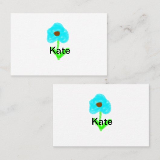 Blauwe groene waterverf voegt jouw naam tekstaange visitekaartje (Voorkant / Achterkant)