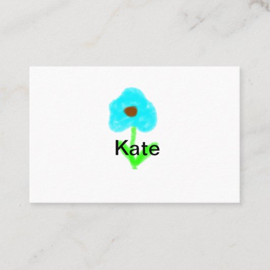Blauwe groene waterverf voegt jouw naam tekstaange visitekaartje (Voorkant)