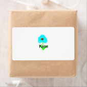 Blauwe groene waterverf voegt jouw naam toe de tek etiket (Insitu)