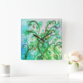 BLAUWE GROENE WHIMSISCHE STROMEN MET HART VIERKANTE KLOK (Huis)