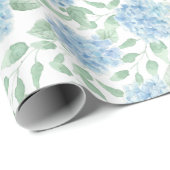 Blauwe Groene Wilde Bloem Aquarel Cadeaupapier (Rol Hoek)