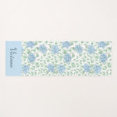 Blauwe Groene Wilde Bloem Waterverf Aangepaste Naa Yogamat (Voorkant (horizontaal))