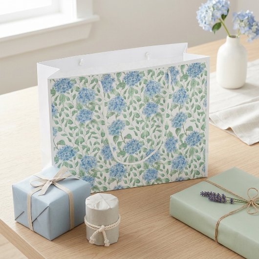 Blauwe Groene Wilde Bloem Waterverf Groot Cadeauzakje