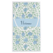 Blauwe Groene Wilde Bloem Waterverf Monogram Klein Cadeauzakje (Achterkant)
