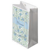 Blauwe Groene Wilde Bloem Waterverf Monogram Klein Cadeauzakje (Voorkant Gekanteld)