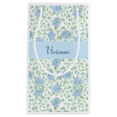 Blauwe Groene Wilde Bloem Waterverf Monogram Klein Cadeauzakje (Voorkant)