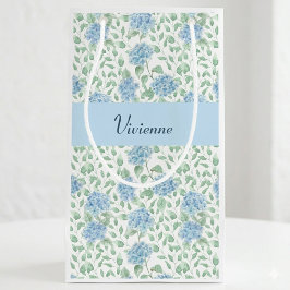 Blauwe Groene Wilde Bloem Waterverf Monogram Klein Cadeauzakje
