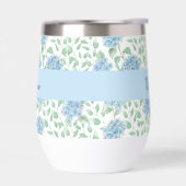 Blauwe Groene Wilde Bloem Waterverf Monogram Naam (Links)