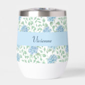 Blauwe Groene Wilde Bloem Waterverf Monogram Naam (Voorkant)
