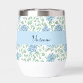 Blauwe Groene Wilde Bloem Waterverf Monogram Naam (Achterkant)