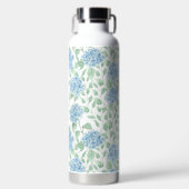 Blauwe Groene Wilde Bloem Waterverf Waterfles (Voorkant)