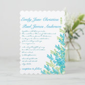 Blauwe groene wilde bloemen kaart (Staand voorkant)