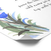 Blauwe groene wilde bloemen Mimosa bar Poster (Hoek)