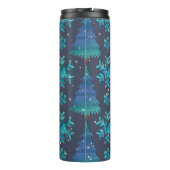 BLAUWE & GROENE WINTERBOMEN & WINTERSNEEUWVLOKKEN THERMOSBEKER (Achterkant)