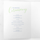 Blauwe, groene, witte abstracte huwelijksceremonie drieluik programma (Binnenzijde eerst)