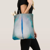 Blauwe groene witte abstracte kunst van Georgia O' Tote Bag (Dichtbij)