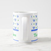 Blauwe/groene/witte bogen mini-print Jumbo-Mok Grote Koffiekop (Achterkant)