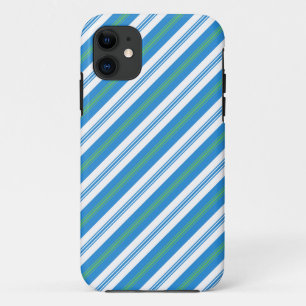 Blauwe, groene, witte diagonale strepen Case-Mate iPhone case