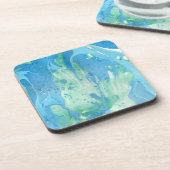 Blauwe groene witte marmer Kijk Moderne Sjabloon Bier Onderzetter (Linkerzijde)