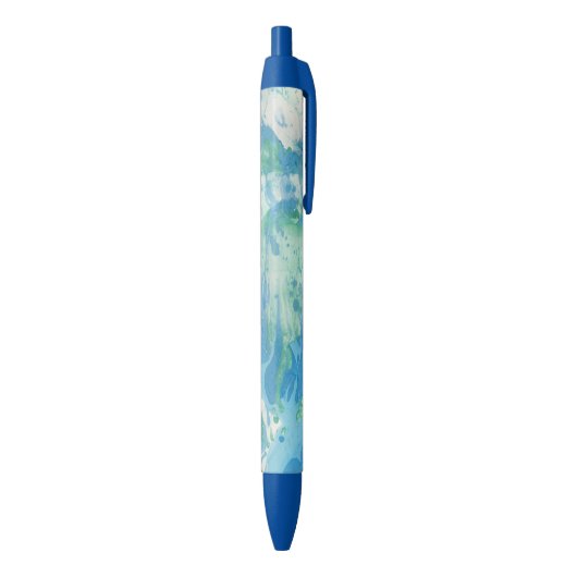 Blauwe groene witte moderne Abstracte Sjabloon Blauwe Inkt Pen (Achterkant (Verticaal))