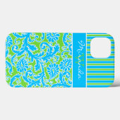 Blauwe, groene, witte stripper Damask 2 iPad-lucht Case-Mate iPhone Case (Achterkant (horizontaal))