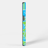 Blauwe, groene, witte stripper Damask 2 iPad-lucht iPhone Hoesje (Rechterkant)