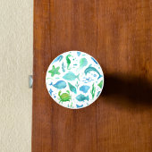 Blauwe groene zee oceaan, dolfijn wit nautisch keramische knop