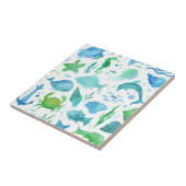 Blauwe groene zee oceaan, dolfijn wit nautisch tegeltje (Zijkant)