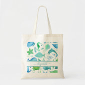 Blauwe groene zee oceaan, dolfijnennaam tote bag (Voorkant)