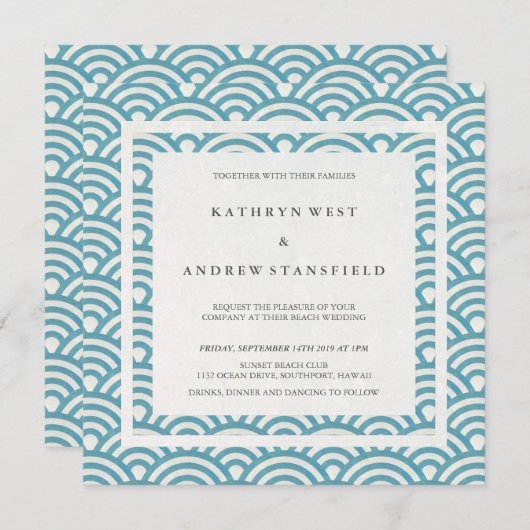 Blauwe groene Zee Waves legant Beach Weddenschap Kaart (Voorkant / Achterkant)