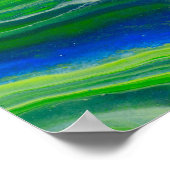 Blauwe groene zeeascape Acrylpour Art Poster (Hoek)