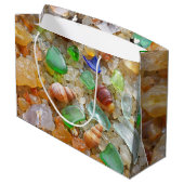 Blauwe groene zeeglazen cadeautassen Kustdoorsnede Large Cadeautasje (Achterkant Gekanteld)