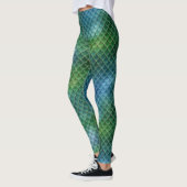 Blauwe groene Zeemeermin Leggings (Links)