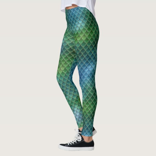 Blauwe groene Zeemeermin Leggings (Links)